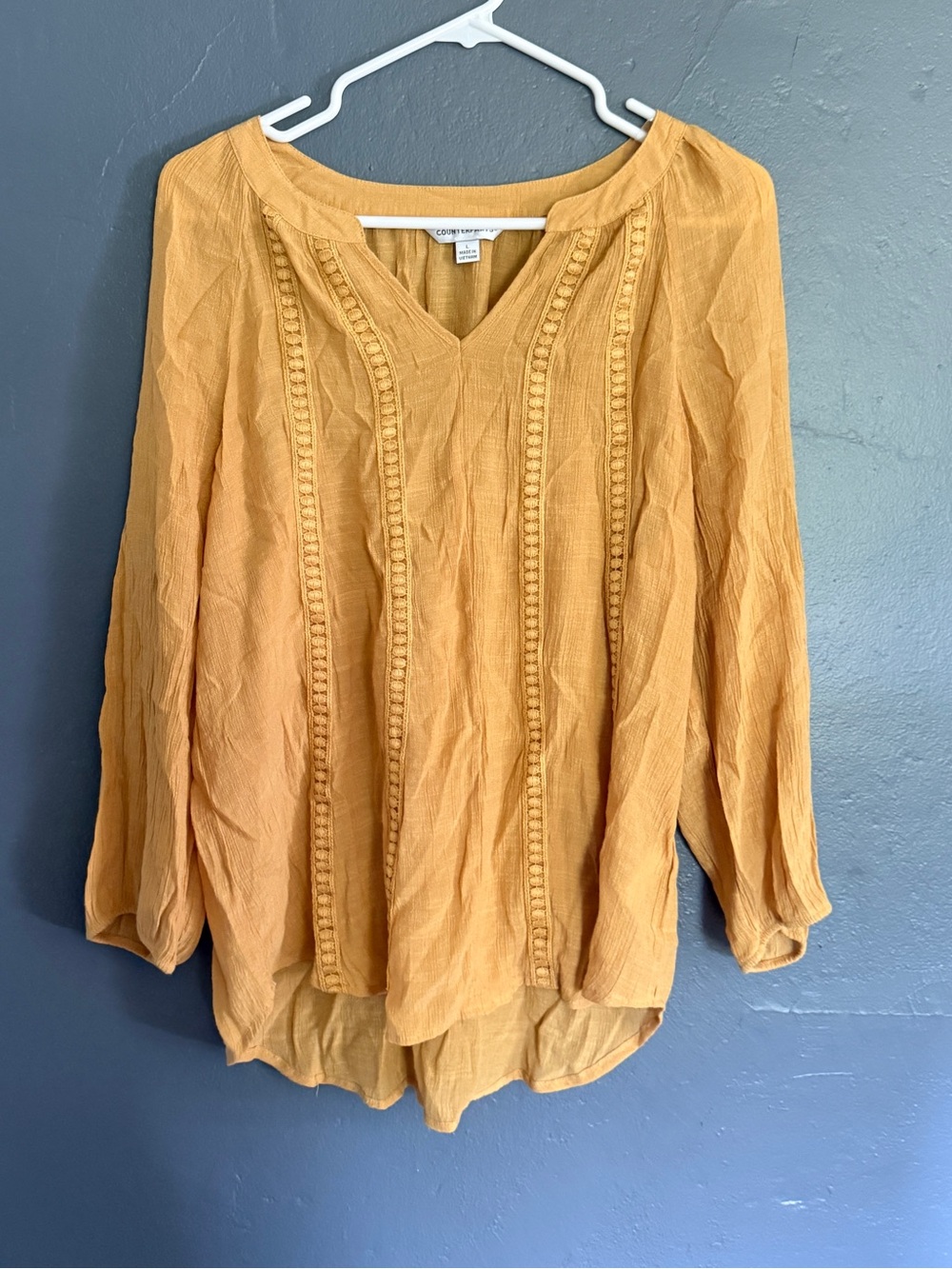 Counterparts Golden Mustard V-Neck Peasant Blouse